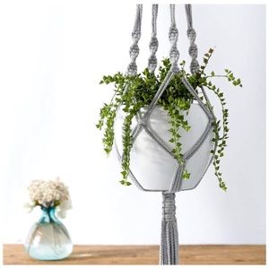 Grey macrame plant hanger